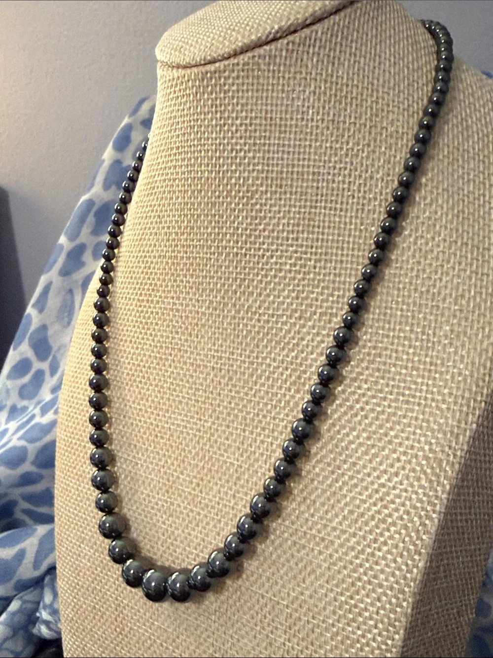 Polished Hematite Bead Necklace - Black